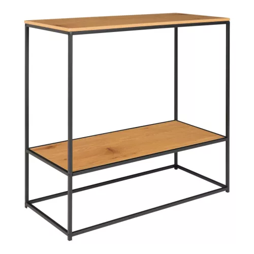 Masă consolă cu 2 rafturi, aspect stejar, 80x36x80cm