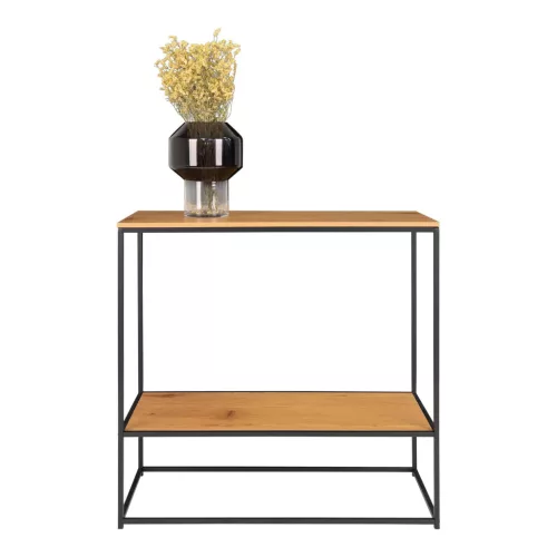 Masă consolă cu 2 rafturi, aspect stejar, 80x36x80cm