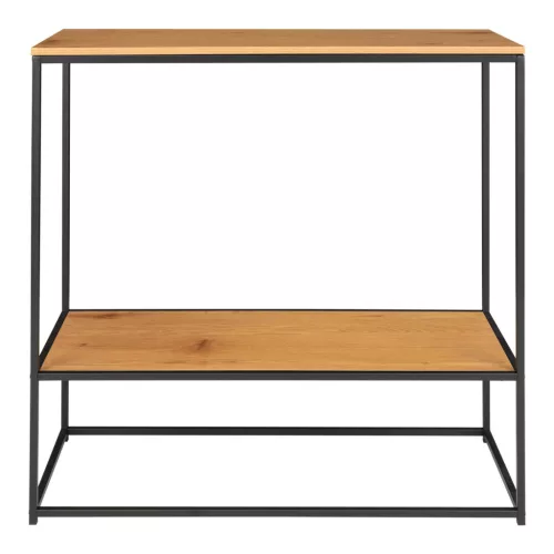 Masă consolă cu 2 rafturi, aspect stejar, 80x36x80cm