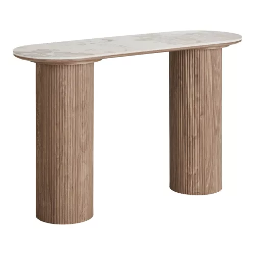 Masă consolă cu blat ceramic, alb/maro 40x120x78cm
