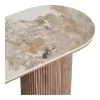 Masă consolă cu blat ceramic, alb/maro 40x120x78cm