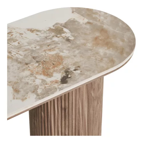 Masă consolă cu blat ceramic, alb/maro 40x120x78cm