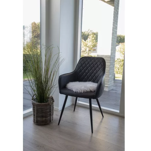 Șezut din piele de miel, culoare crem, dimensiune Ø35 cm