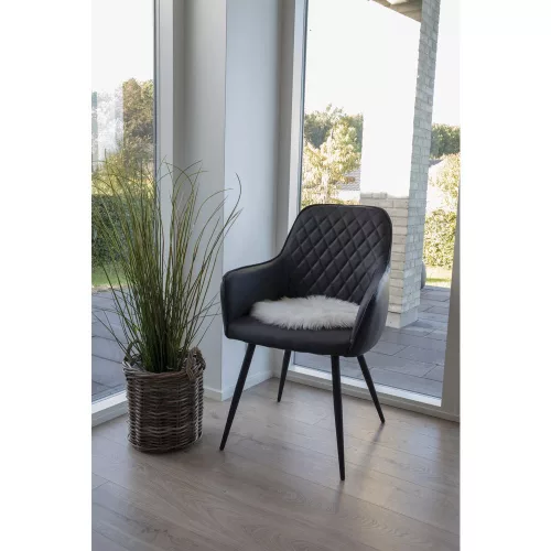 Piele de miel, piele ecologică, pernă pentru șezut Ø35 cm, culoare albă