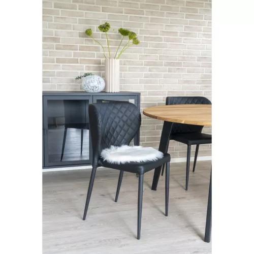 Piele de miel, piele ecologică, pernă pentru șezut Ø35 cm, culoare albă