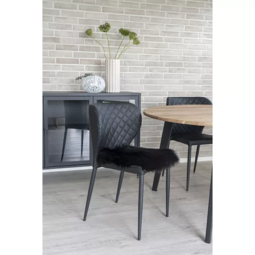 Piele de miel, piele ecologică, pernă de șezut 40x40 cm, Negru