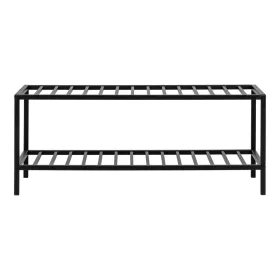   Banchetă pentru pantofi, cu 2 rafturi, cadru din oțel negru, 79 x 34 x 32 cm