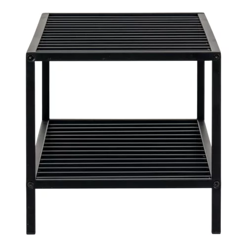Banchetă pentru pantofi, cu 2 rafturi, cadru din oțel negru, 79 x 34 x 32 cm