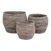 Set de 3 coșuri Tivoli, frunze de porumb, gri