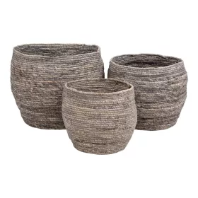 Set de 3 coșuri Tivoli, frunze de porumb, gri