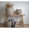 Set de 3 coșuri Tivoli, frunze de porumb, gri