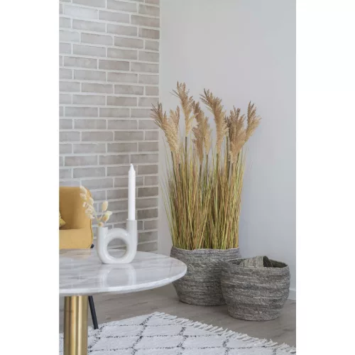 Set de 3 coșuri Tivoli, frunze de porumb, gri