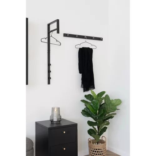 Suport de haine din metal, negru, 30 x 3 x 82 cm