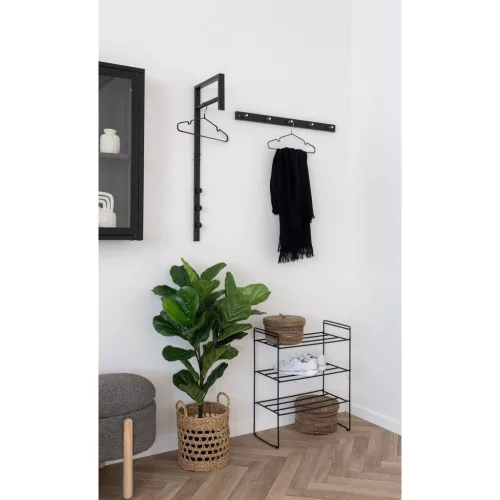 Suport de haine din metal, negru, 30 x 3 x 82 cm