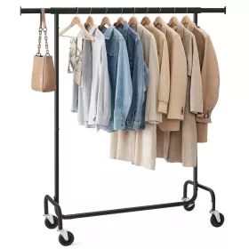   Suport de haine cu roți, capacitate de încărcare 130 kg, negru 45x110x162 cm