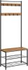vasagle-mobilier-hol-cu-rafturi-umerase-suport-pentru-pantofi-si-scaun-nuc-rustic