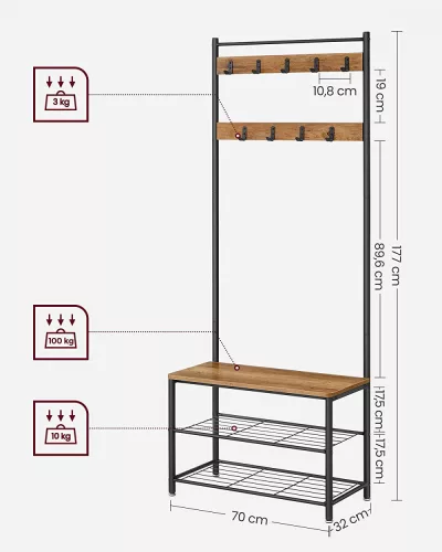 vasagle-mobilier-hol-cu-rafturi-umerase-suport-pentru-pantofi-si-scaun-nuc-rustic