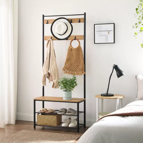 vasagle-mobilier-hol-cu-rafturi-umerase-suport-pentru-pantofi-si-scaun-mango-175x70x32cm