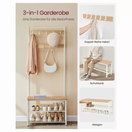 vasagle-mobilier-hol-cu-rafturi-umerase-suport-pentru-pantofi-si-scaun-stejar-si-alb