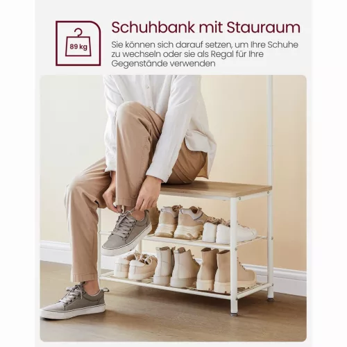 vasagle-mobilier-hol-cu-rafturi-umerase-suport-pentru-pantofi-si-scaun-stejar-si-alb