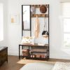 vasagle-mobilier-hol-cu-rafturi-umerase-oglinda-suport-pentru-pantofi-si-scaun-maro-rustic