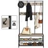 vasagle-mobilier-hol-cu-rafturi-umerase-suport-pentru-pantofi-si-scaun-greige-100x40x184cm
