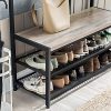 vasagle-mobilier-hol-cu-rafturi-umerase-suport-pentru-pantofi-si-scaun-greige-100x40x184cm