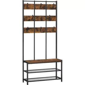 vasagle-mobilier-hol-cu-rafturi-umerase-suport-pentru-pantofi-si-scaun-maro-rustic