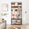 vasagle-mobilier-hol-cu-rafturi-umerase-suport-pentru-pantofi-si-scaun-maro-rustic