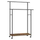 Suport pentru haine cu raft, 2 bare, maro vintage 98.5x39.6x156.8cm