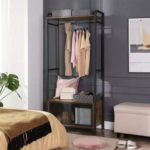 vasagle-suport-deschis-pentru-depozitare-haine-rustic-maro-si-negru-80x40x180cm