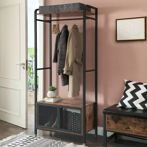 vasagle-suport-deschis-pentru-depozitare-haine-rustic-maro-si-negru-80x40x180cm