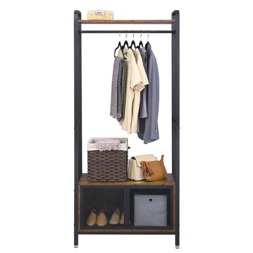 vasagle-suport-deschis-pentru-depozitare-haine-rustic-maro-si-negru-80x40x180cm