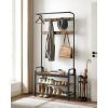 vasagle-mobilier-hol-cu-rafturi-umerase-suport-pentru-pantofi-si-scaun-maro-rustic-1