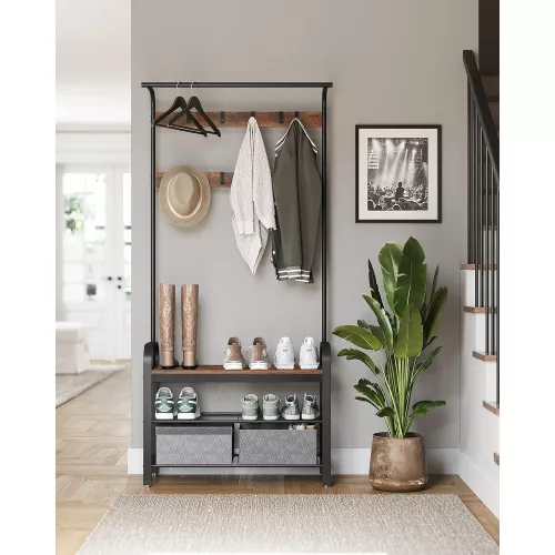 vasagle-mobilier-hol-cu-rafturi-umerase-suport-pentru-pantofi-si-scaun-maro-rustic-1