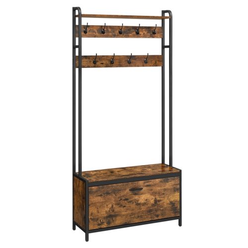 vasagle-mobilier-hol-cu-rafturi-umerase-dulap-de-pantofi-maro-rustic-85x30x180cm