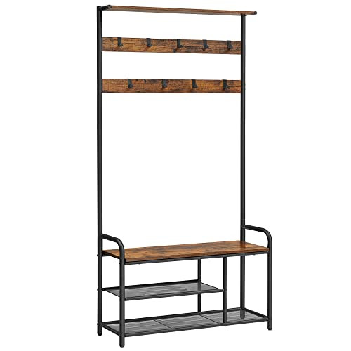 vasagle-mobilier-hol-cu-rafturi-umerase-suport-pentru-pantofi-si-scaun-maro-rustic-2
