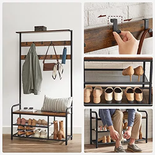 vasagle-mobilier-hol-cu-rafturi-umerase-suport-pentru-pantofi-si-scaun-maro-rustic-2
