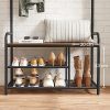 vasagle-mobilier-hol-cu-rafturi-umerase-suport-pentru-pantofi-si-scaun-maro-rustic-2