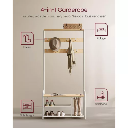 vasagle-mobilier-hol-cu-rafturi-umerase-suport-pentru-pantofi-si-scaun-stejar-si-alb-1