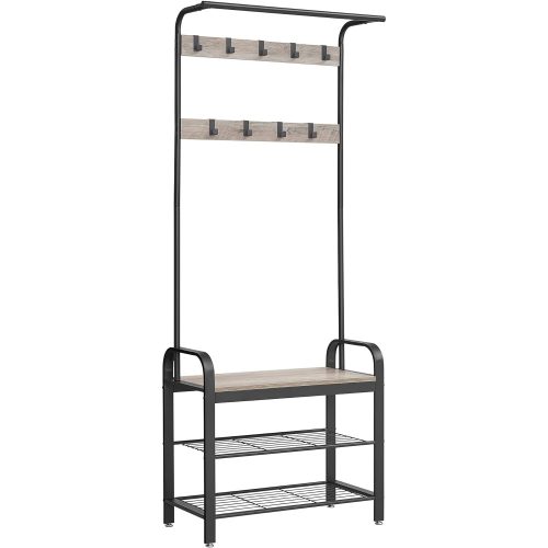 vasagle-mobilier-hol-cu-rafturi-umerase-suport-pentru-pantofi-si-scaun-greige-183x72x33cm