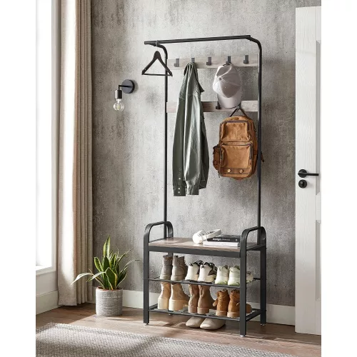 vasagle-mobilier-hol-cu-rafturi-umerase-suport-pentru-pantofi-si-scaun-greige-183x72x33cm