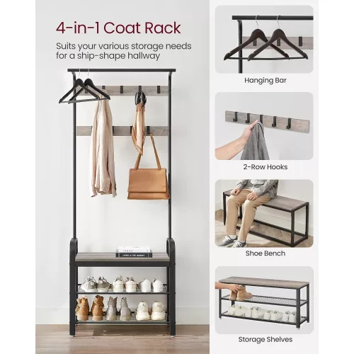 vasagle-mobilier-hol-cu-rafturi-umerase-suport-pentru-pantofi-si-scaun-greige-183x72x33cm