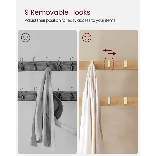 vasagle-mobilier-hol-cu-rafturi-umerase-suport-pentru-pantofi-si-scaun-stejar-183x72x33cm