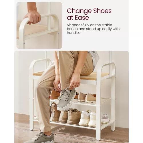 vasagle-mobilier-hol-cu-rafturi-umerase-suport-pentru-pantofi-si-scaun-stejar-183x72x33cm