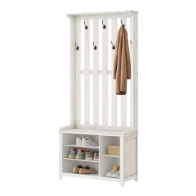   Mobilier hol cu suport pentru haine, suport pentru pantofi, umerașe, alb rustic