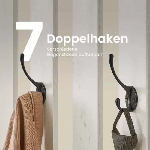 Mobilier hol cu suport pentru haine, suport pentru pantofi, umerașe, alb rustic