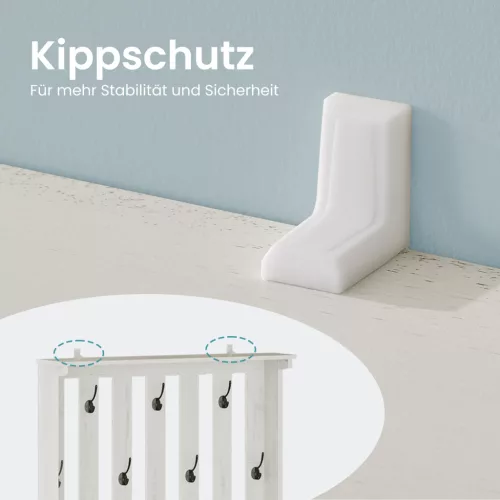 Mobilier hol cu suport pentru haine, suport pentru pantofi, umerașe, alb rustic