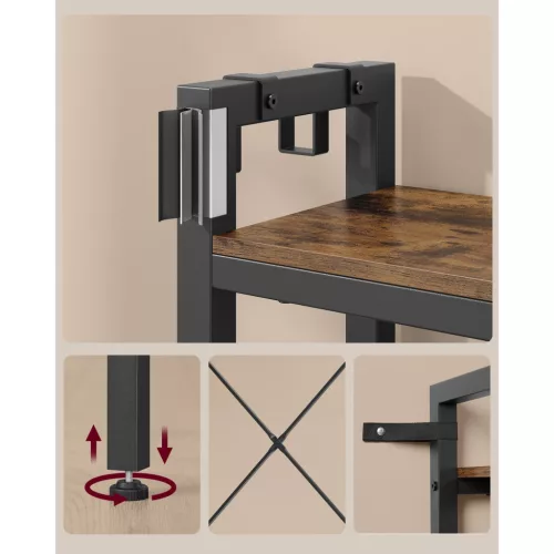 Hol cu ​​suport pentru haine, suport pentru pantofi, umerașe, maro vintage 140x120x190cm