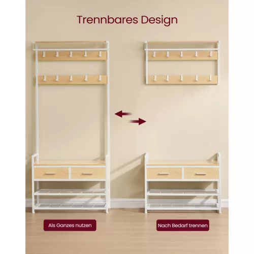 Mobilier hol, suport pentru pantofi, 10 umerașe și 2 sertare, stejar auriu 80,5 x 30 x